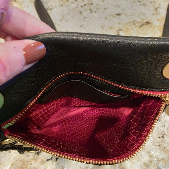 Hammitt Tony Black Brushed Gold Red Crossbody Bag - Picture 4 of 4